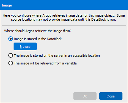 Image dialog box that appears when adding a graphics object.